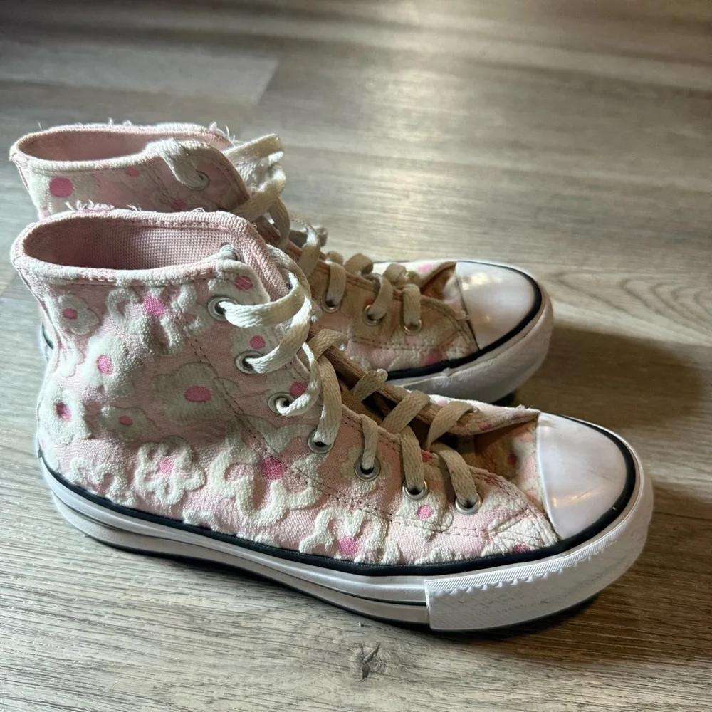 Converse Chuck Taylor Lift High Pink Floral Platform High Top Sneakers